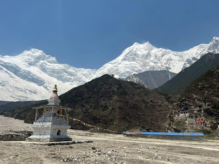 Shrine under Manaslu Mountains in Nepal